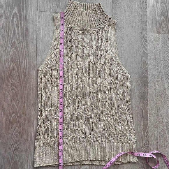 Adrienne Vittandi Medium Gold Sleeveless High Neck Sweater - Picture 5 of 8